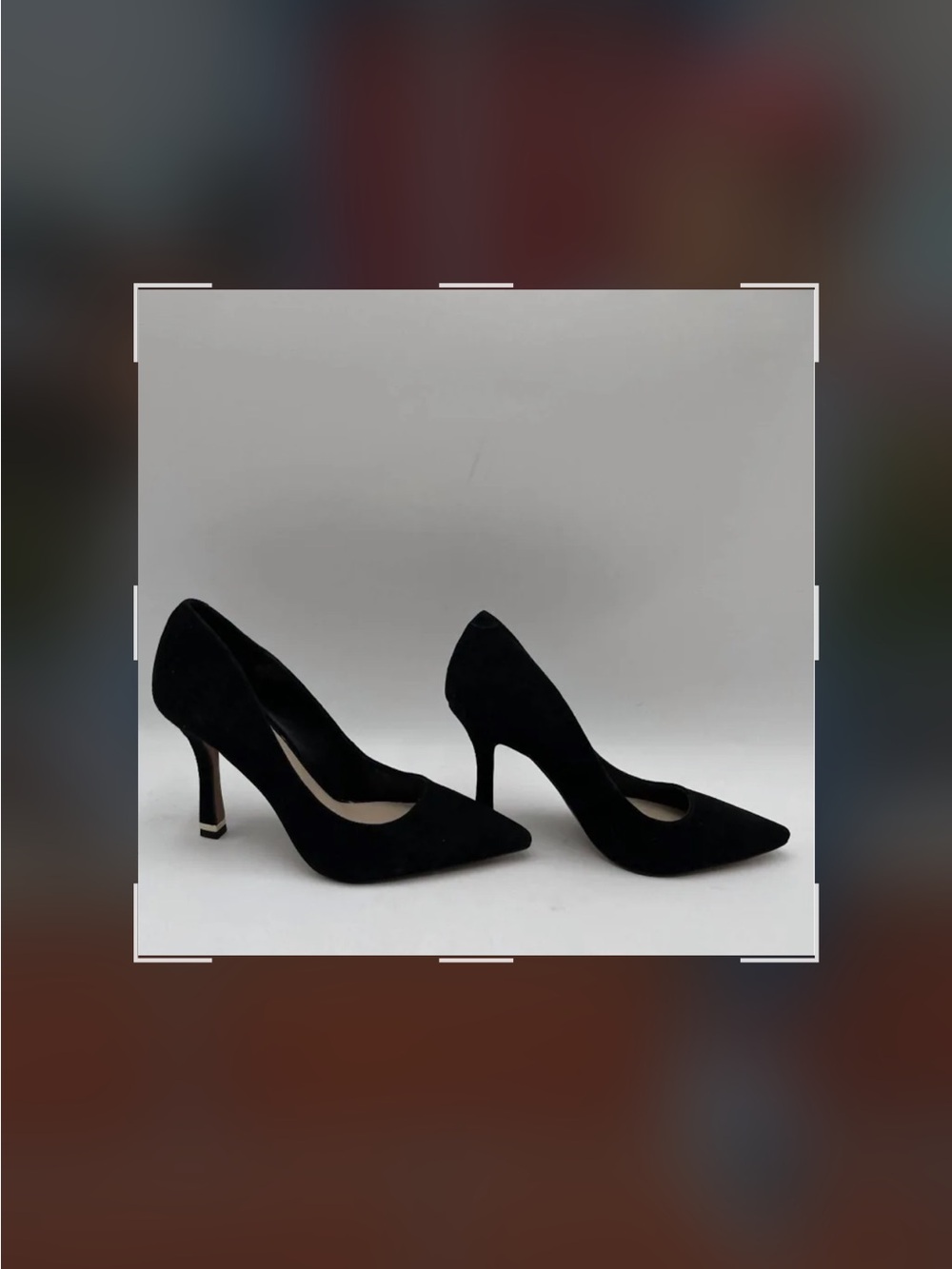 Kenneth Cole New York Black Pointed-Toe Suede Pumps with Metallic Heel Accent